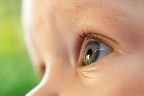 A close up image of a babies eye