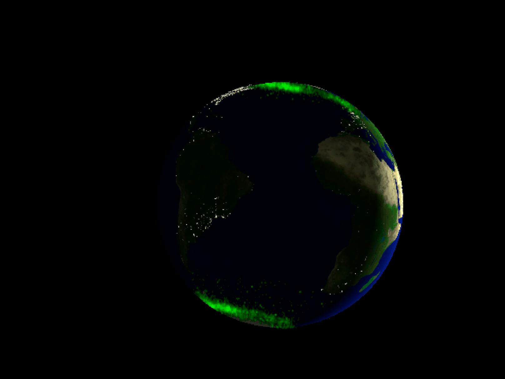 Dieses Foto zeigt Polarlichter auf der Erde in der Nacht auf den 25. Februar 2023 vom Weltall aus kurz nach der Sonneneruption.