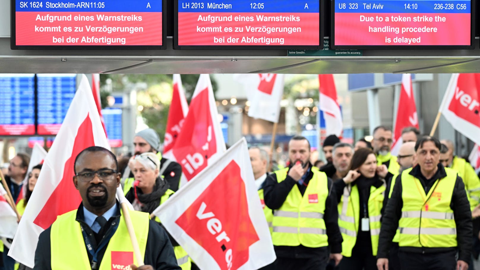 Am Flughafen in Düsseldorf wird gestreikt.