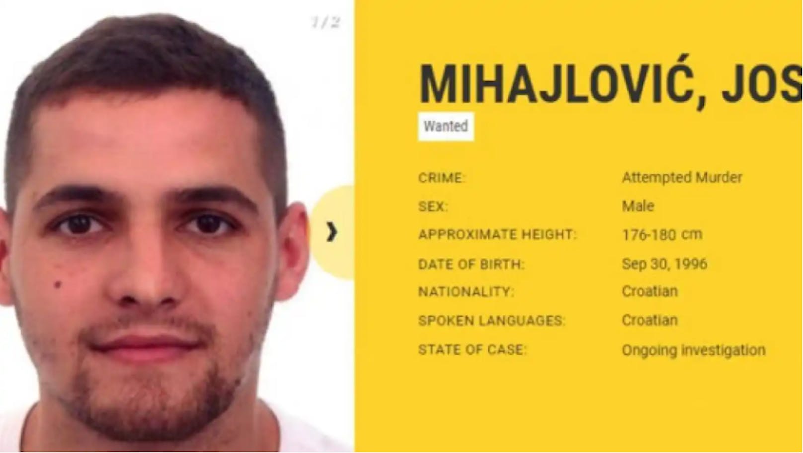 Der Kroate <strong>Josip Mihajlovic</strong> stand seit 2019 auf der Most-Wanted-Liste der gefährlichsten Verbrecher bei Europol.