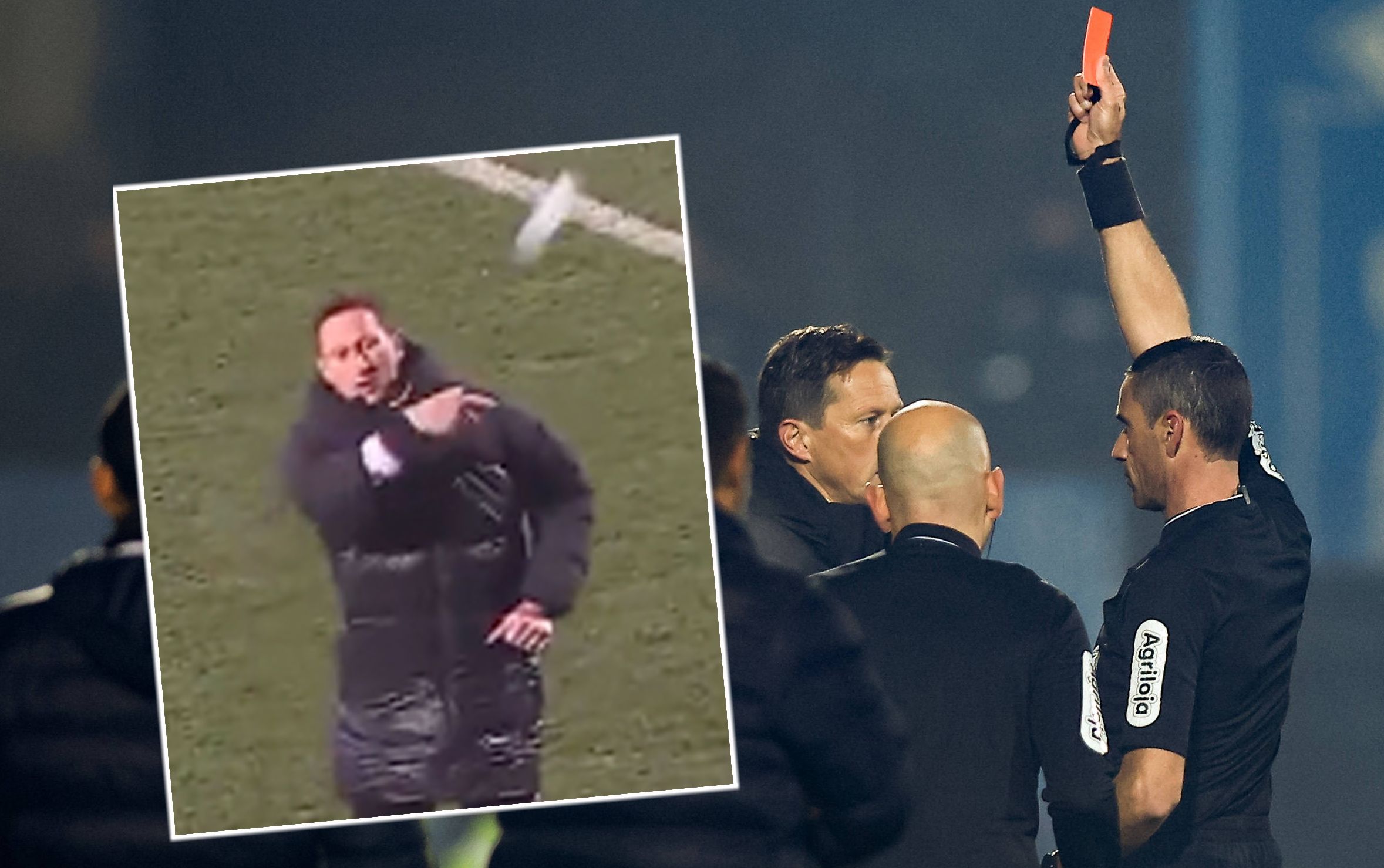 Roger Schmidt wirft eine Flasche und sieht Rot