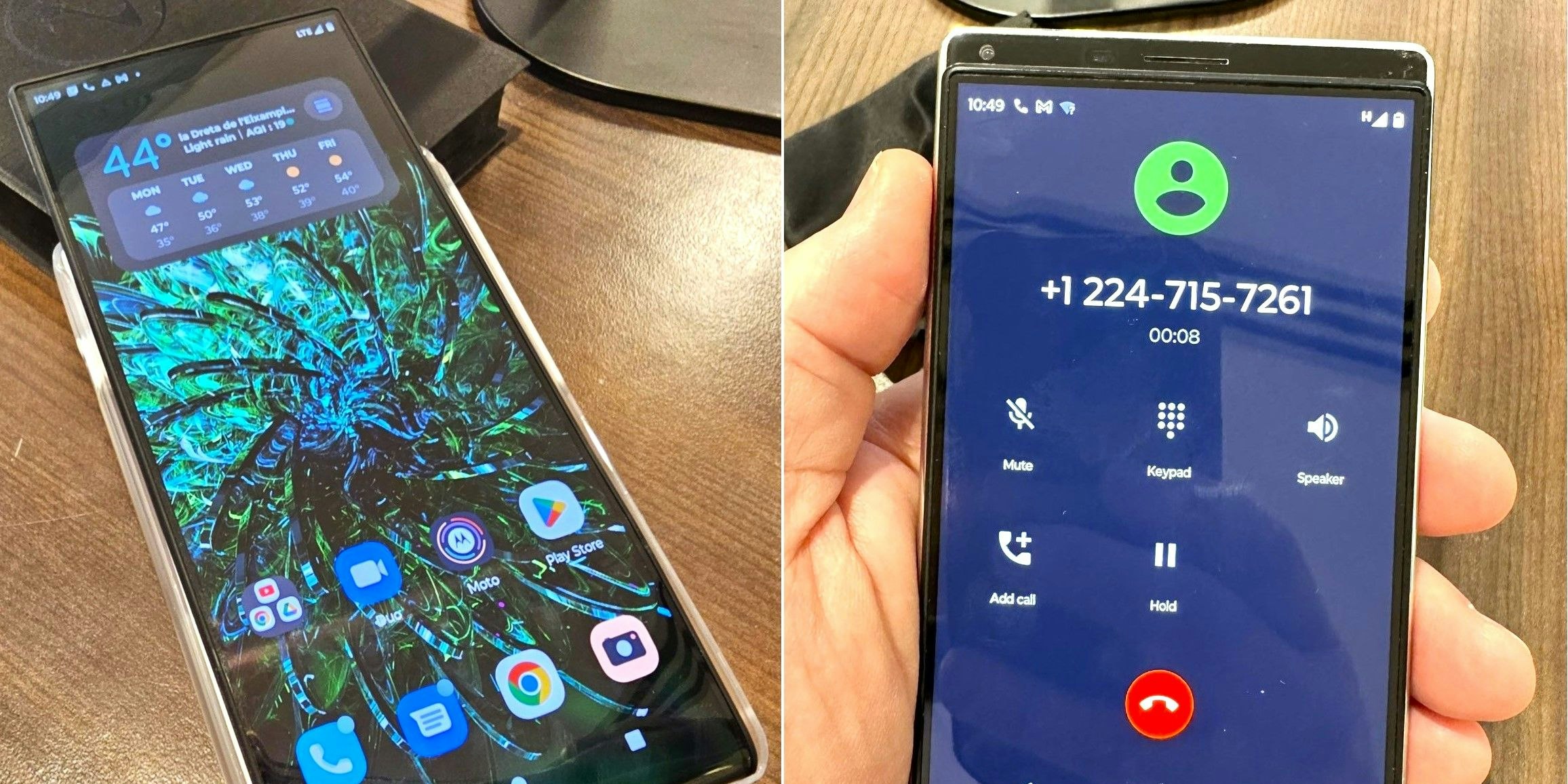 Das Display des Geräts fahren nach oben aus.