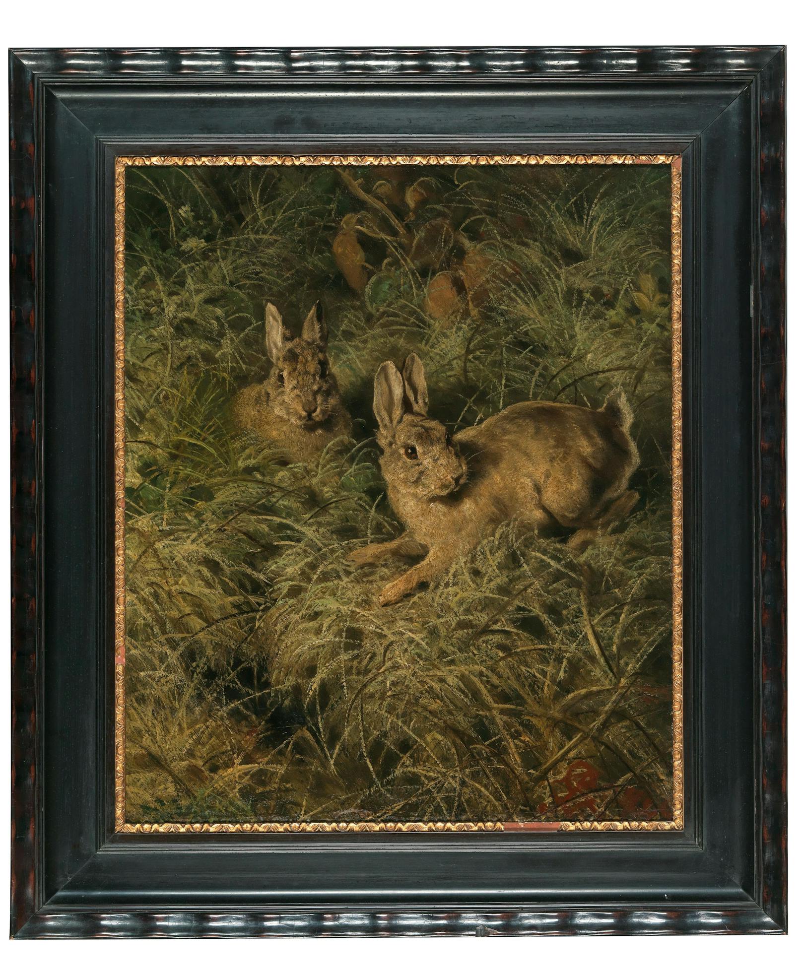 "Wilde Kaninchen im Grase" von Ferdinand von Rayski wurde vom Dorotheum versteigert.