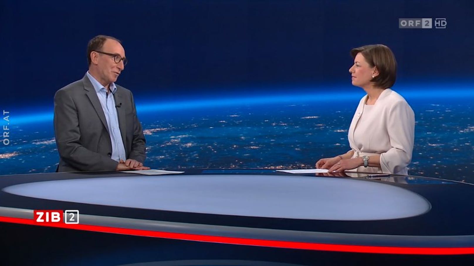 Gesundheitsminister Johannes Rauch in der ZIB2 mit Marie-Claire Zimmermann am 2. März 2023.