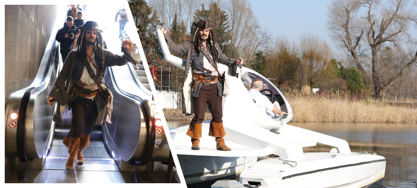 Abgefahren! Captain Jack Sparrow entert U-Bahn und Boot
