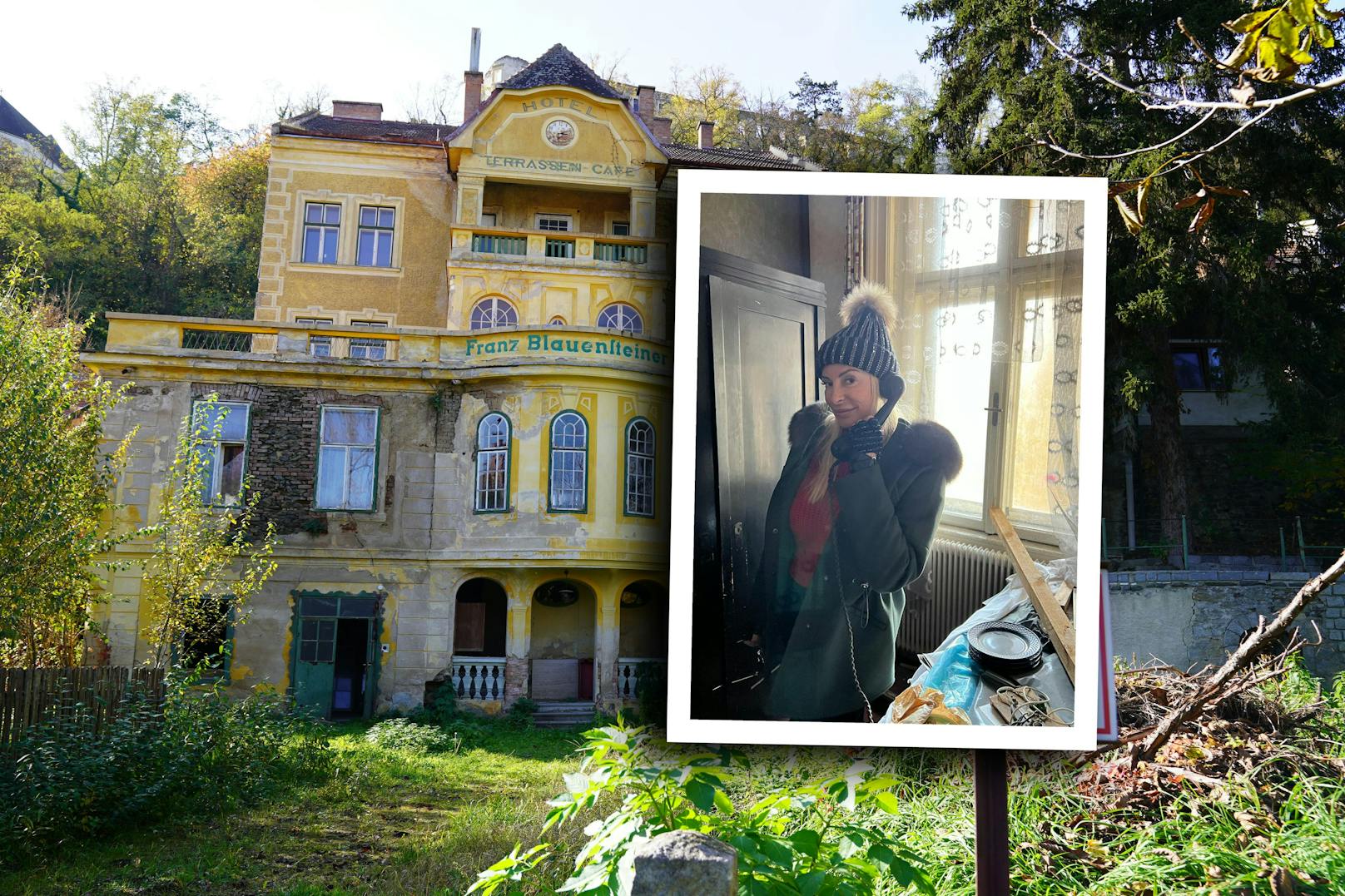 Immo-Unternehmerin Olga Troll bei der Besichtigung, sie kaufte mit ihrer Firma Crown Consulting GmbH die verlassene Villa um 405.000 Euro.