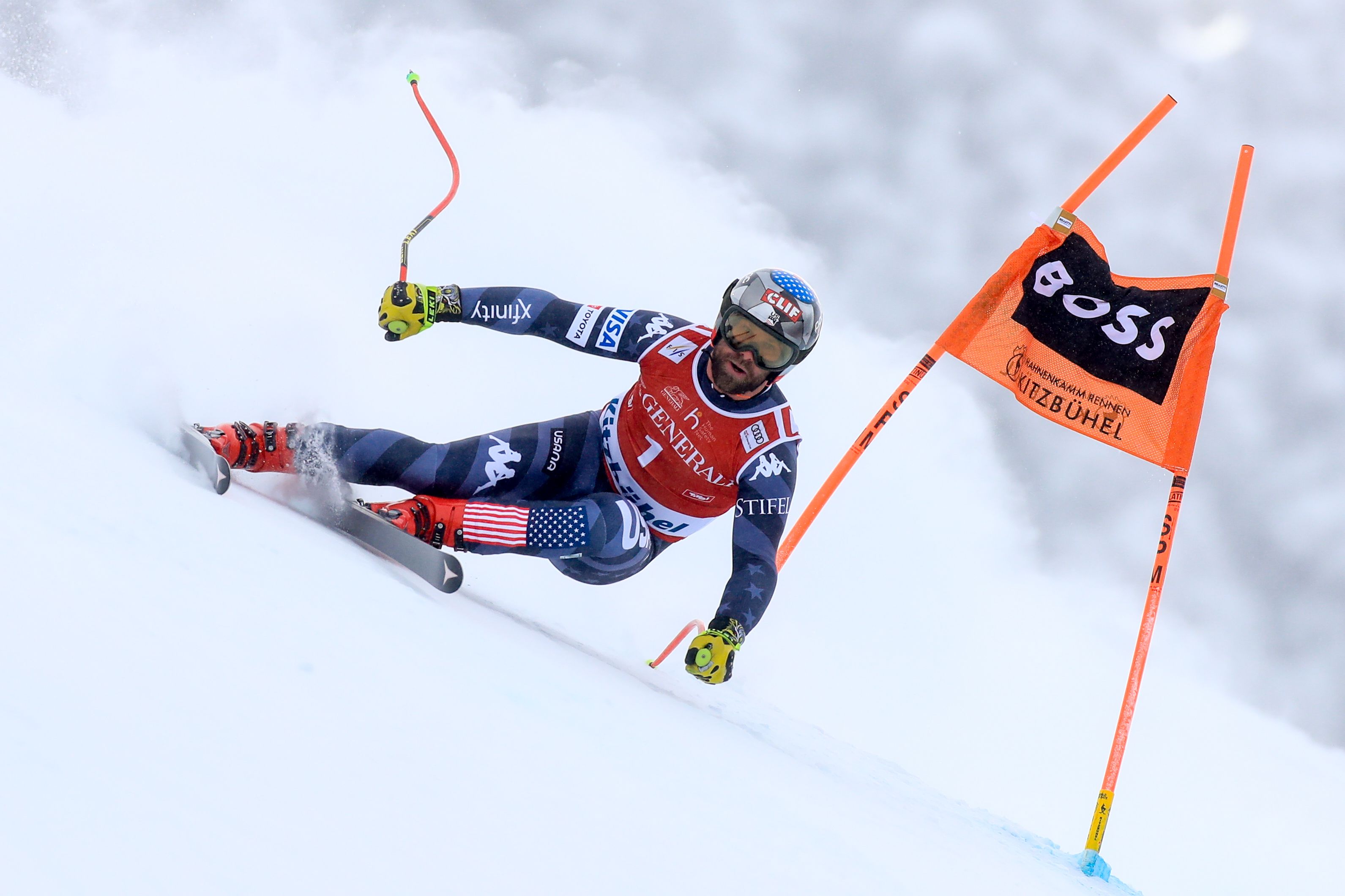 Travis Ganong in Kitzbühel am Weg zu Rang drei.