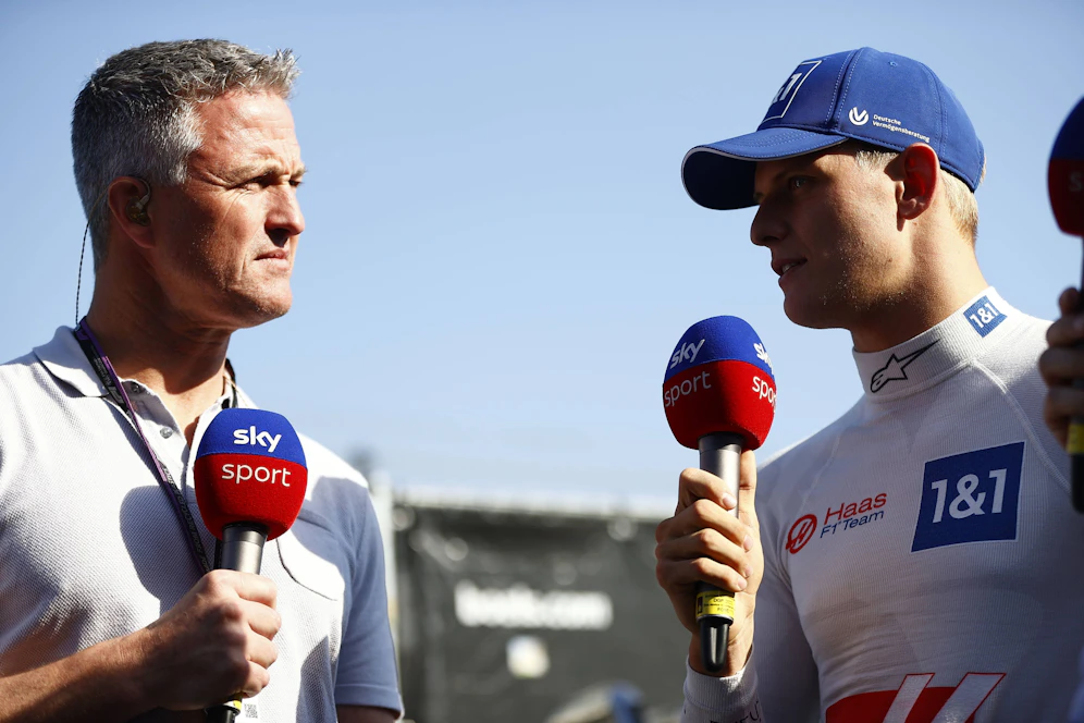 Sky-Experte Ralf Schumacher mit seinem Neffen Mick Schumacher (Mercedes-Ersatzfahrer).