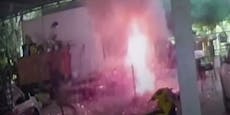 Spanferkel explodiert: Fest endet in Flammeninferno