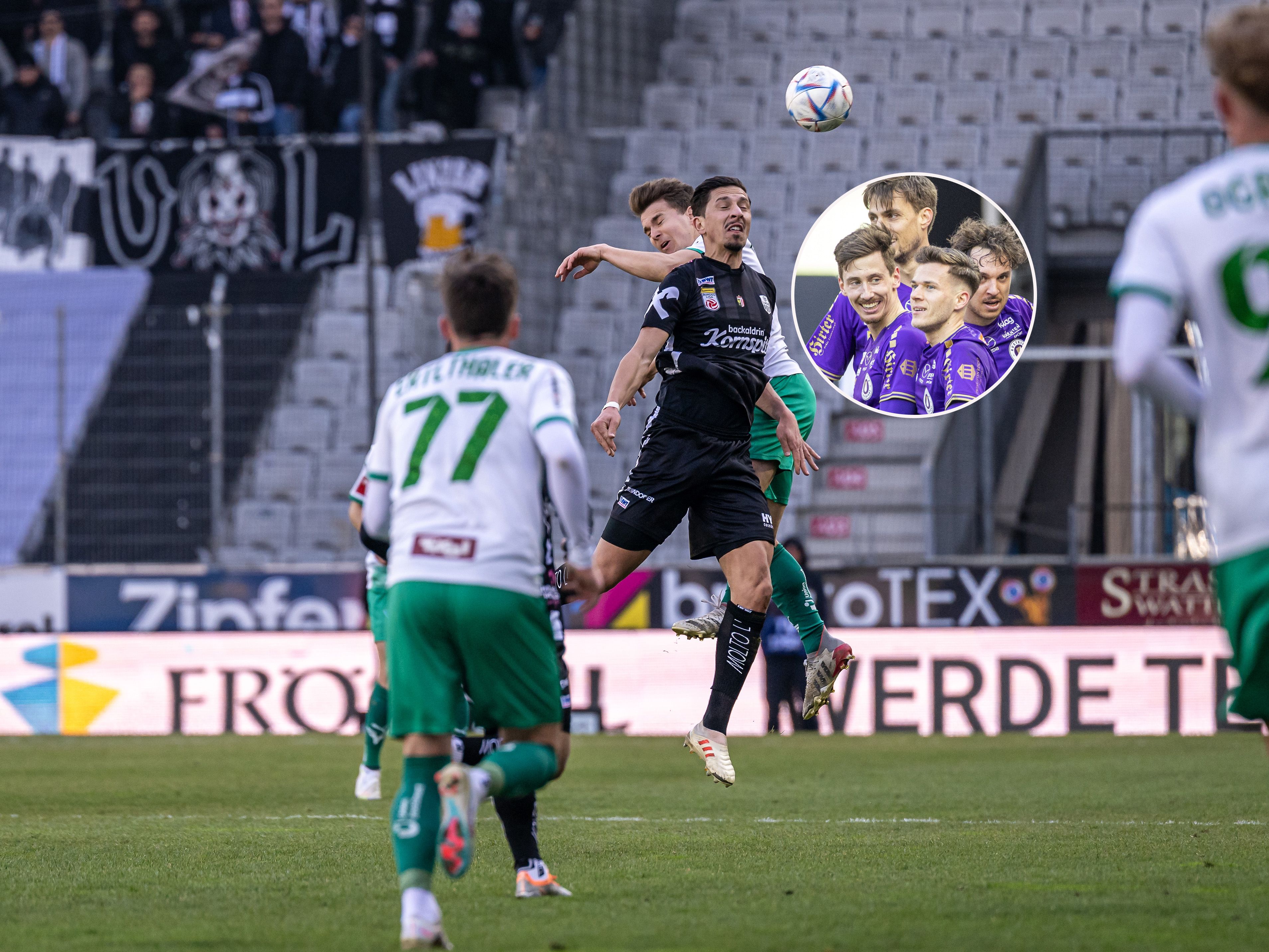 Der LASK tat sich mit der WSG Tirol schwer, Klagenfurt (r.) mit Altach leicht.