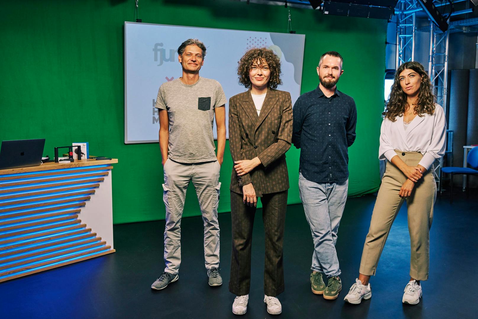 Simon Kravagna (fjum), Alexandra Stani (Journalistin und Content Producerin), Yannick Kurzweil (Happy House Media) sowie Melisa Erkurt (die_chefredaktion).