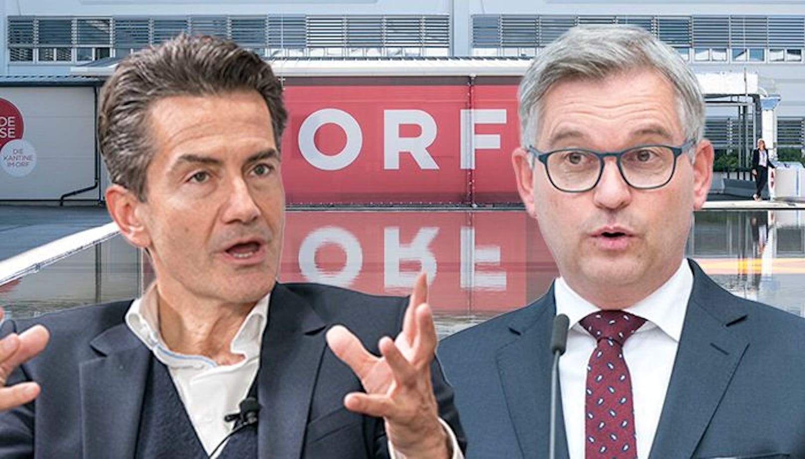 ORF-Chef Roland Weißmann und Finanzminister Magnus Brunner