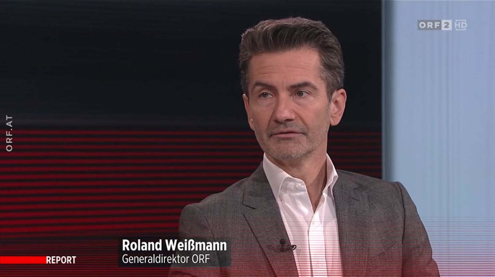 ORF-Generaldirektor Roland Weißmann am 7. März 2023 im "Report" bei Susanne Schnabl zur neuen Haushaltsabgabe.