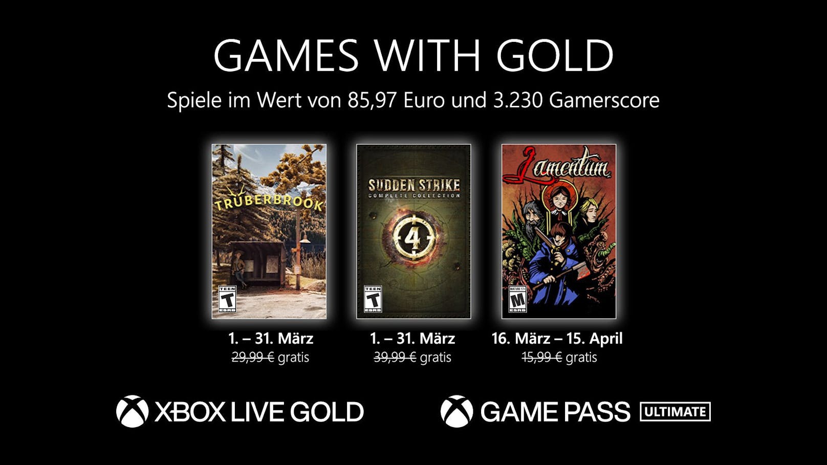 Games with Gold: Diese Spiele gibt es im März gratis.