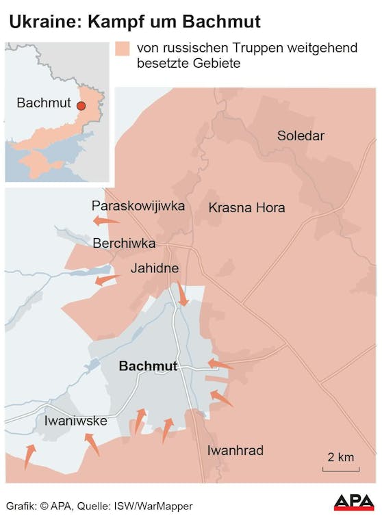 Die aktuelle Kriegs-Karte zeigt die Kampfregionen in der Ost-Ukraine.