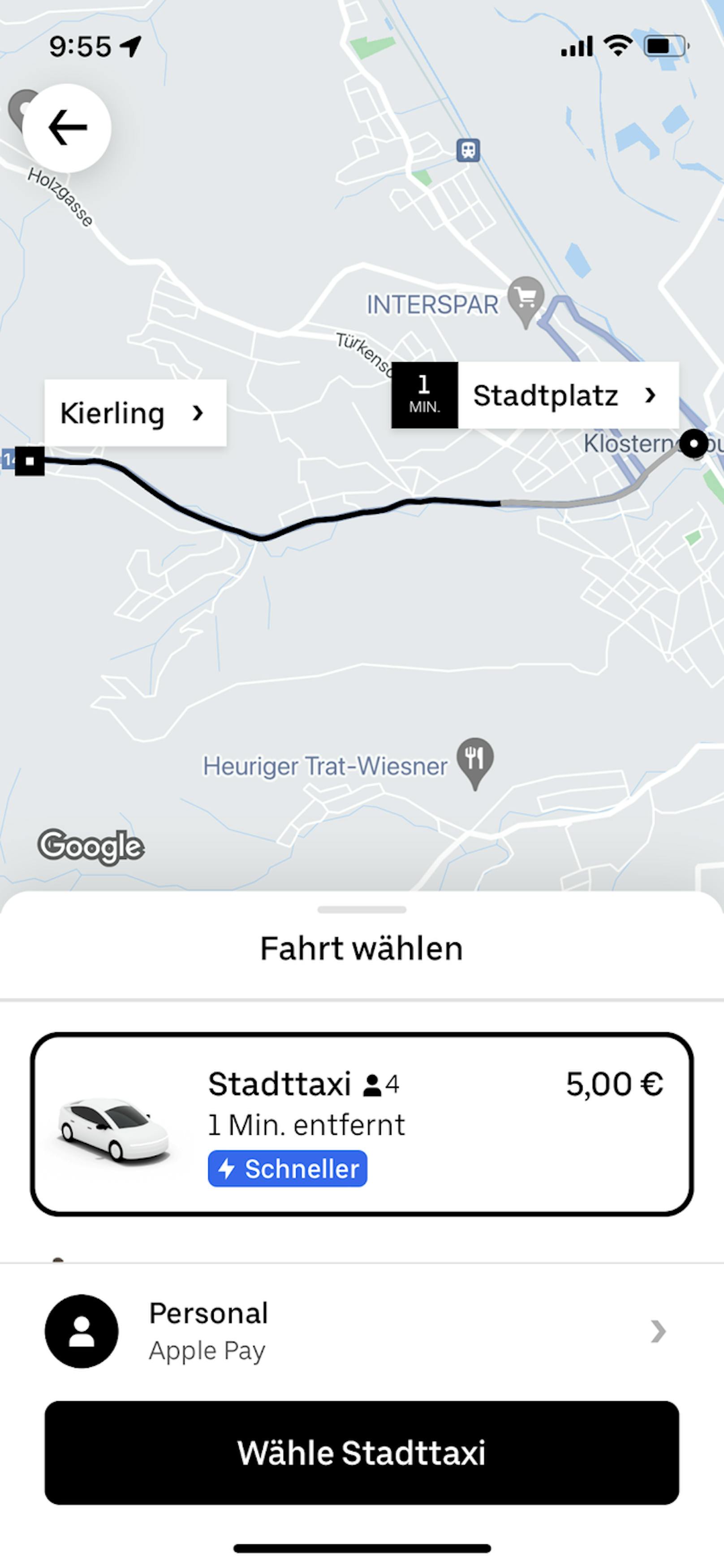  Stadttaxi für "Letzte Meile" in der Uber App buchen