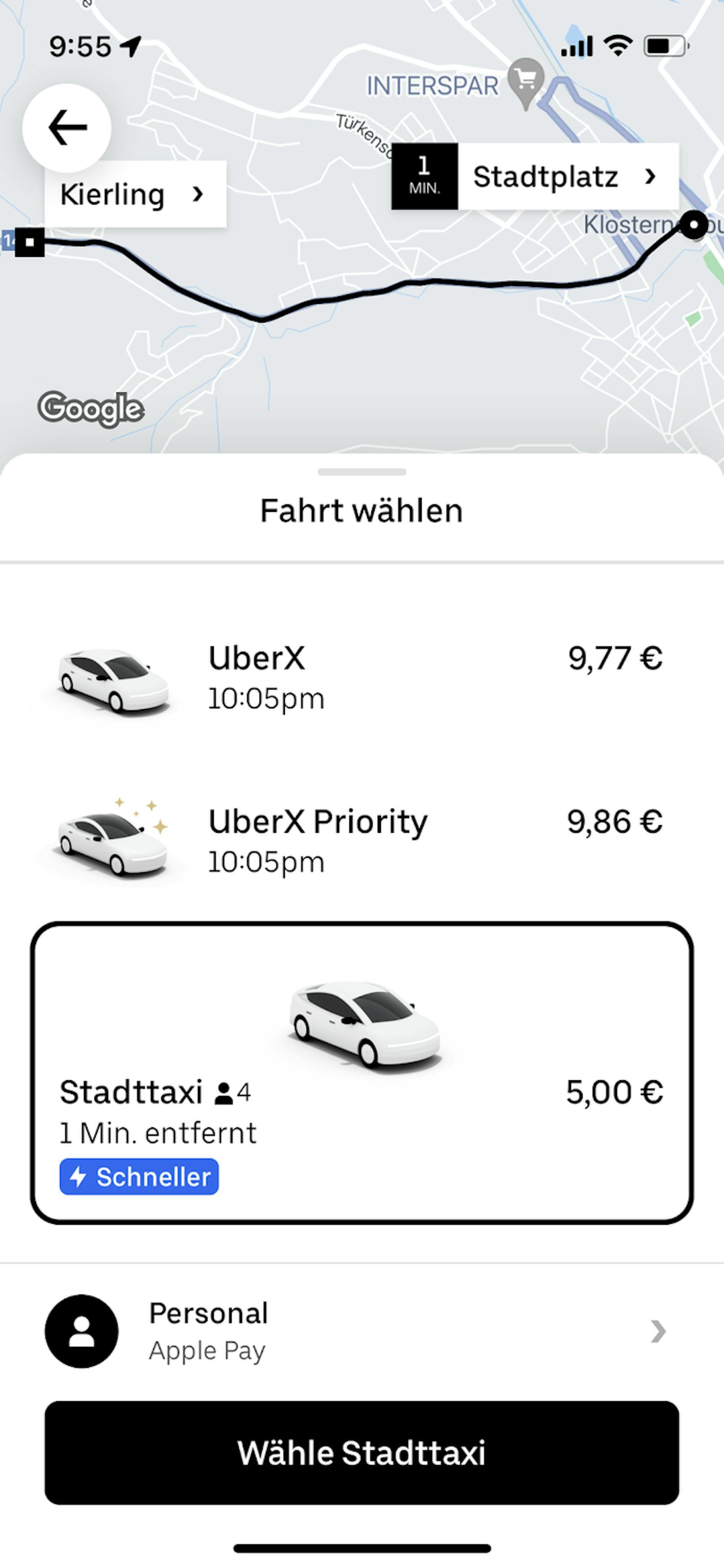  Stadttaxi für "Letzte Meile" in der Uber App buchen