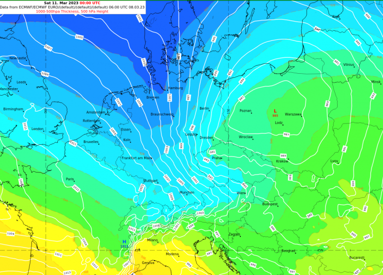 Prognose zum stürmischen West- bis Nordwestwind am Freitag.