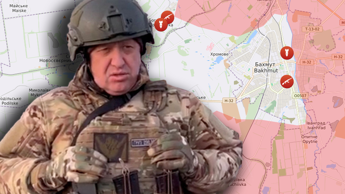 Jewgeni Prigoschin meldete am 8. März 2023 die Einnahme der Osthälfte Bachmuts durch seine Wagner-Söldner.