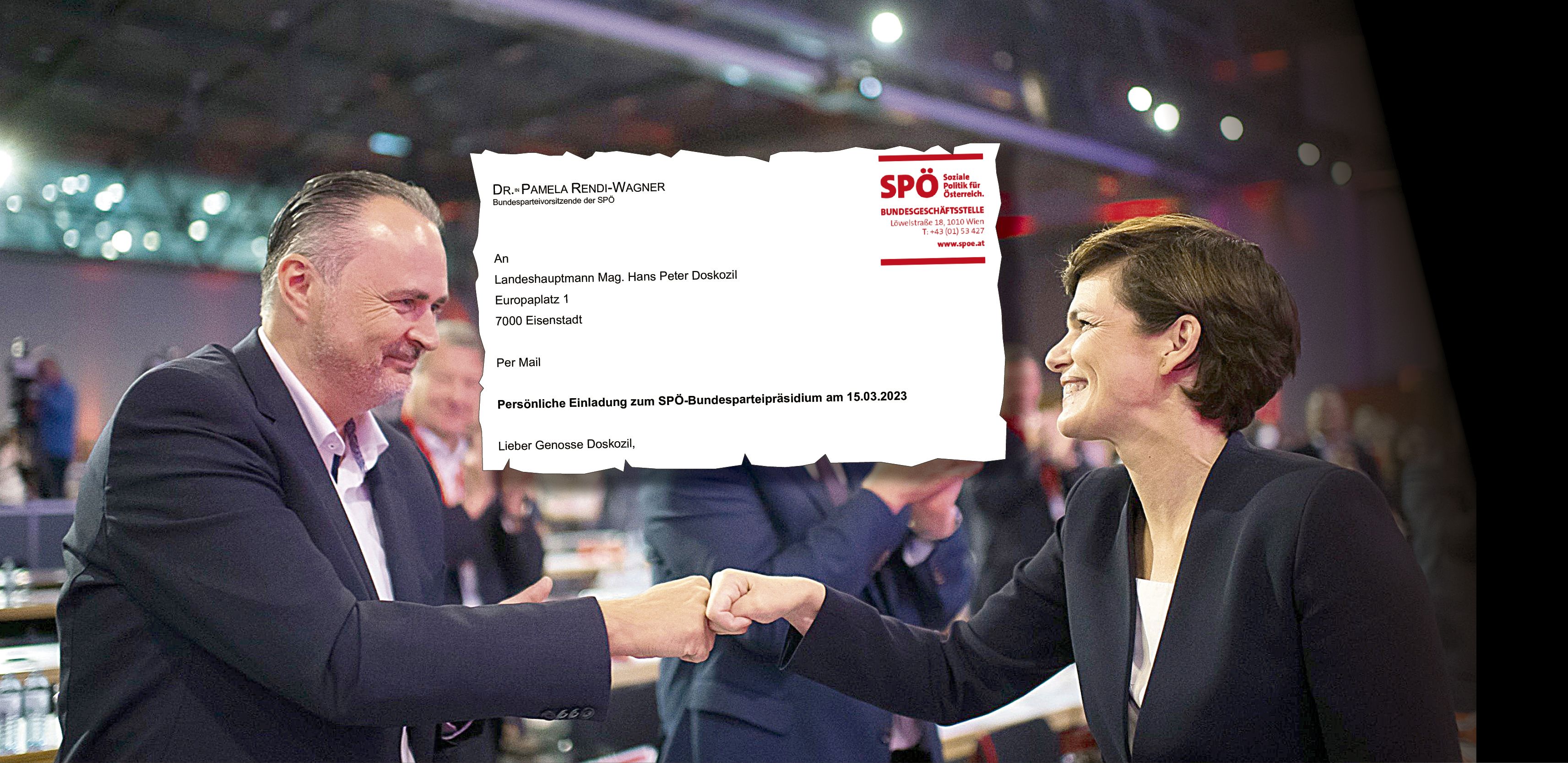 Hans-Peter Doskozil und Pamela Rendi-Wagner am SPÖ-Bundesparteitag 2021