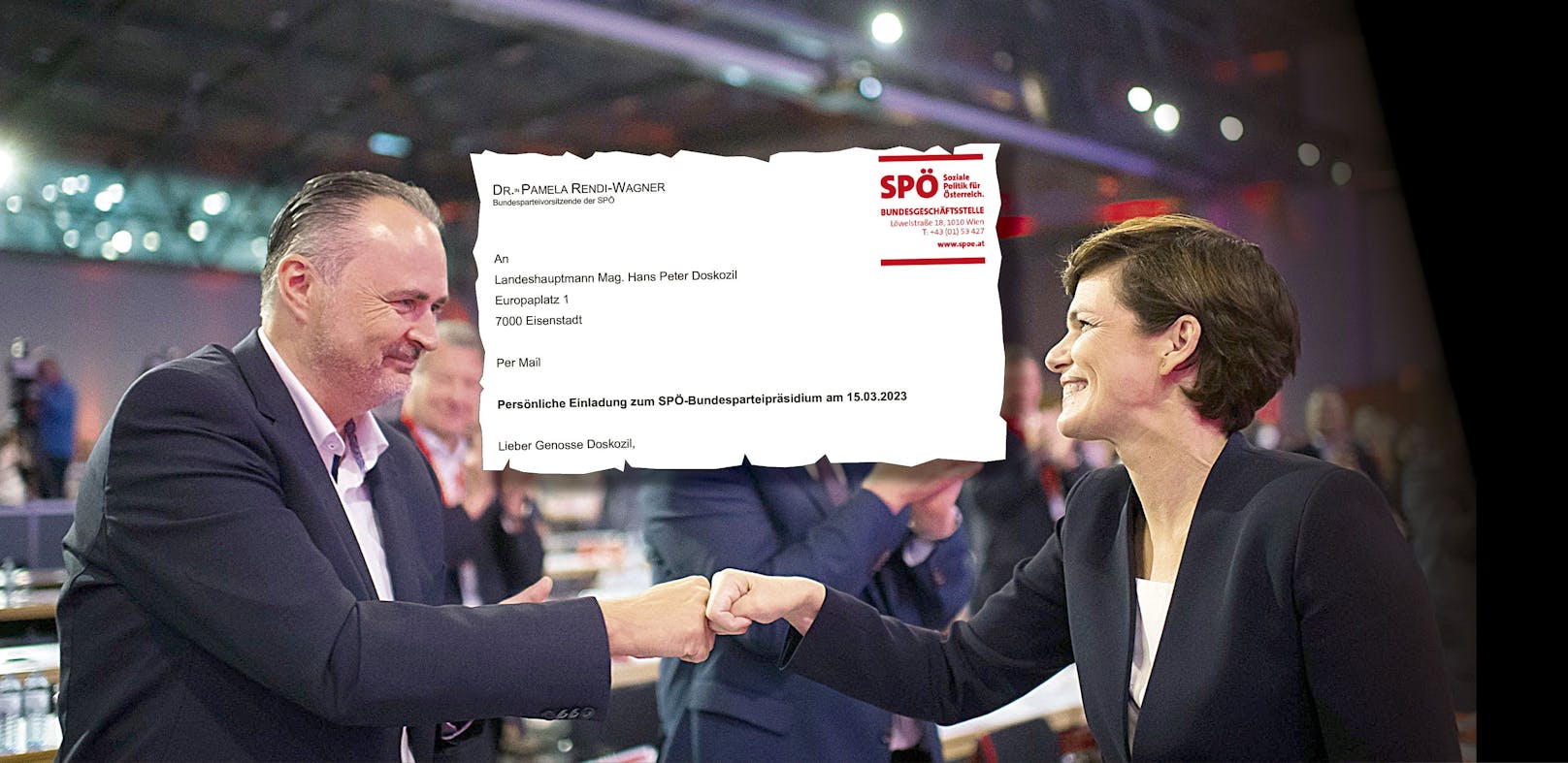 Hans-Peter Doskozil und Pamela Rendi-Wagner am SPÖ-Bundesparteitag 2021