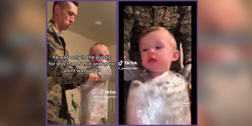 Der kleine Gunner (Bild) wurde vom Hals abwärts in Frischhaltefolie eingewickelt. 