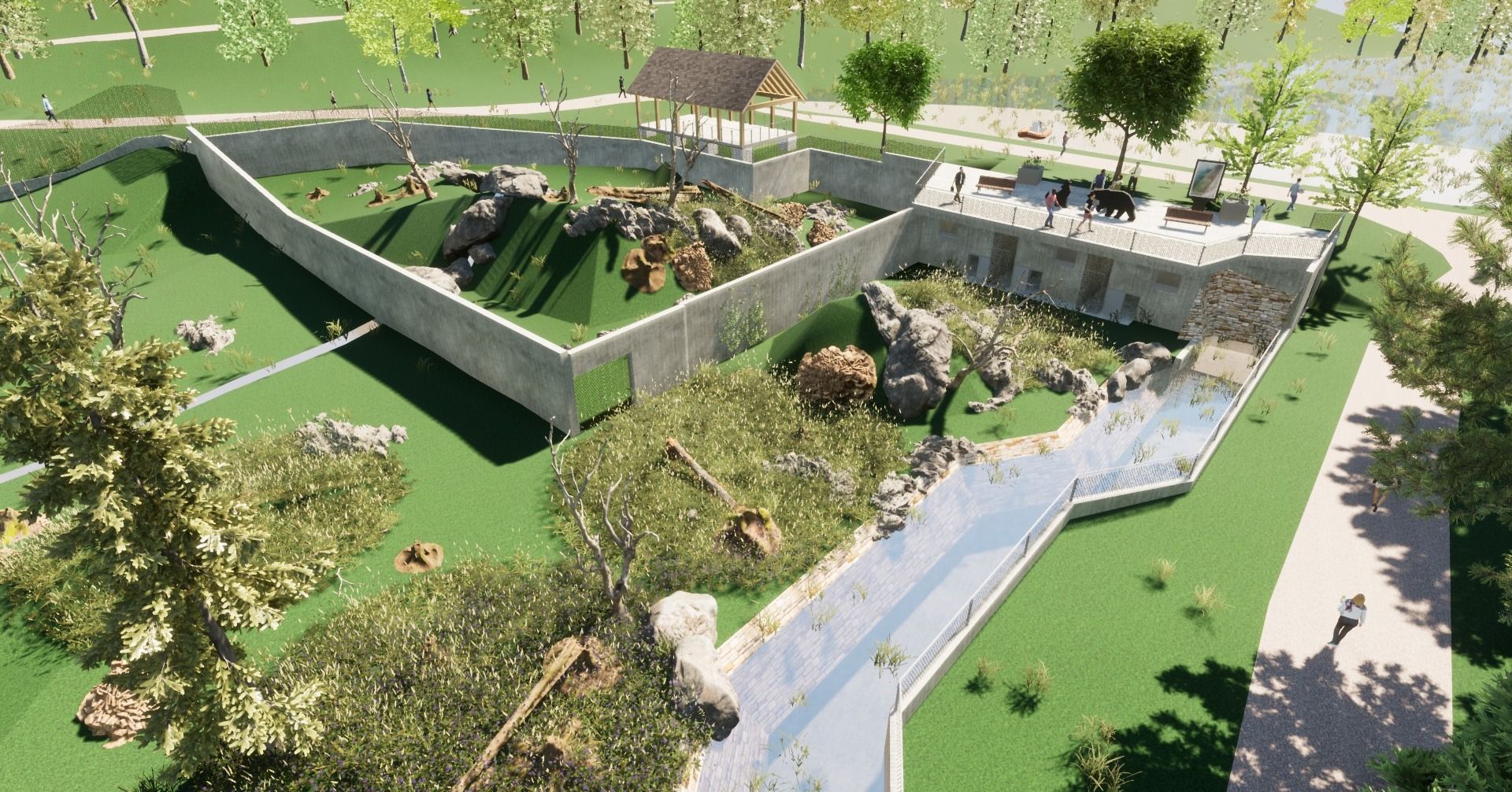 Das Wolf-Bären-Gehege im Tierpark Haag nimmt Formen an.