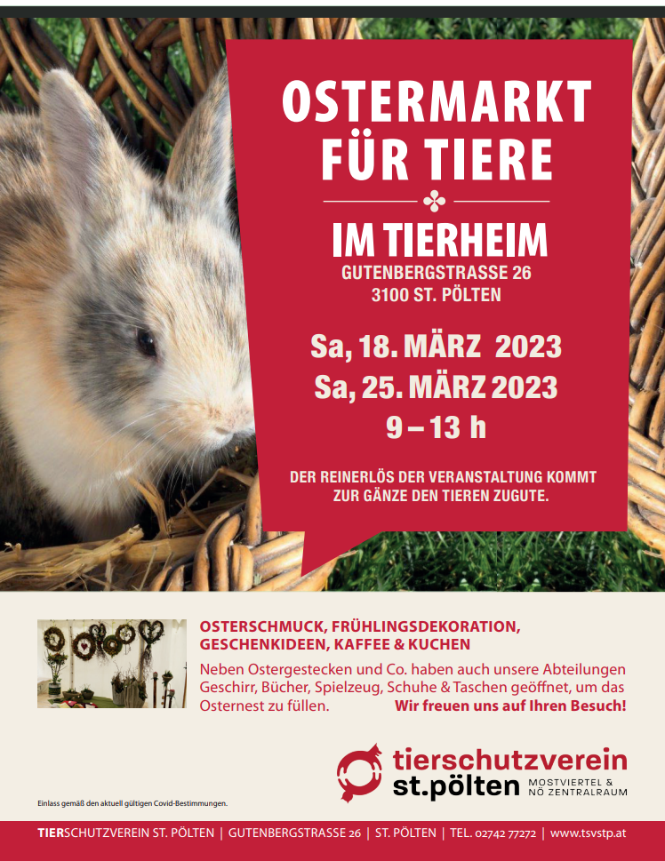 Das Tierheim St. Pölten öffnet seine Pforten für den Ostermarkt.