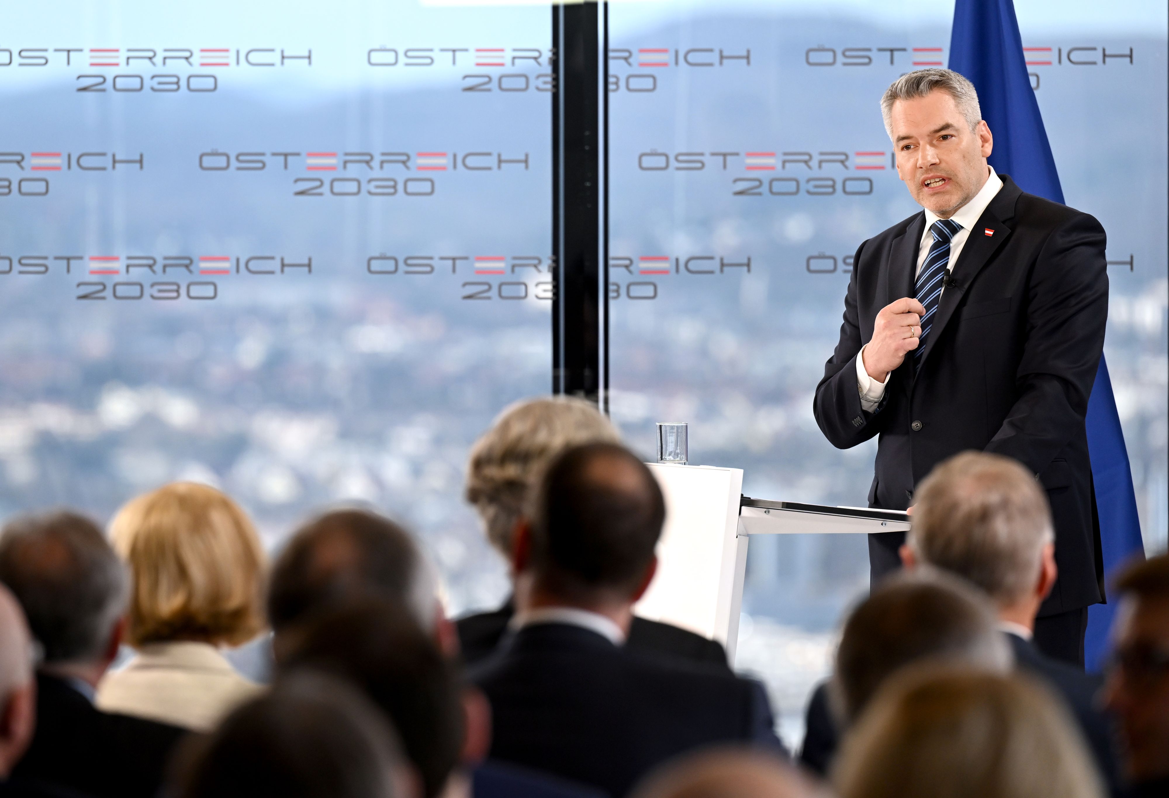 Karl Nehammer präsentierte in der Event-Location "Thirty Five" seine Zukunftspläne.