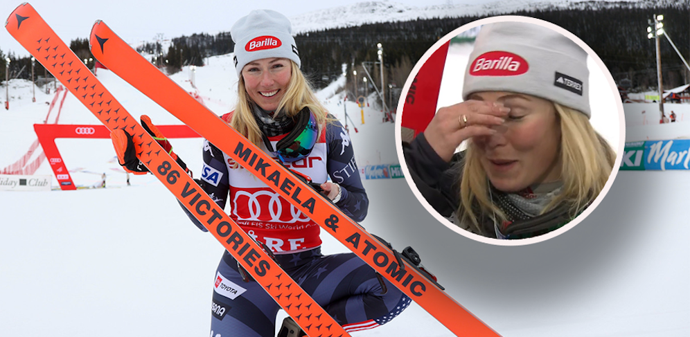 Mikaela Shiffrin hat 86 Weltcupsiege eingefahren, war im Ziel den Tränen nahe. 
