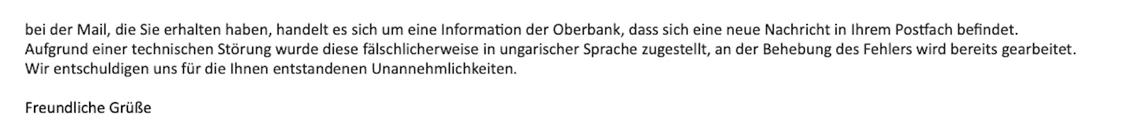 Die Erklärung der Oberbank.