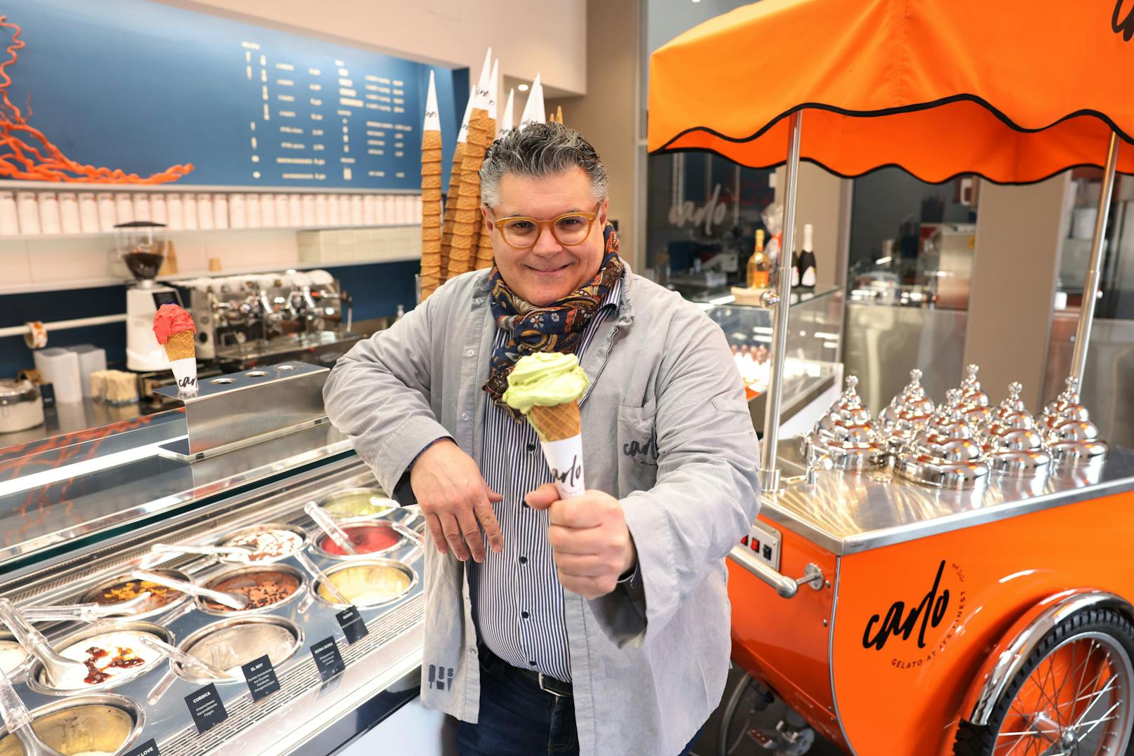 Carlo Maghakian führt seit drei Saisonen einen Salon in der Josefstadt. Spezialisiert hat sich der 55-jährige auf traditionelles Gelato.