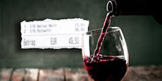 Drei Achterl Wein kosten Gast in Lokal 49,50 Euro!