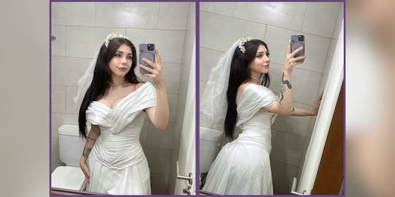 Sofi Maure (Bild) am Tag ihrer "Hochzeit": Stilecht im Brautkleid mit Tiara. Auch eine Hochzeitstorte gab es.