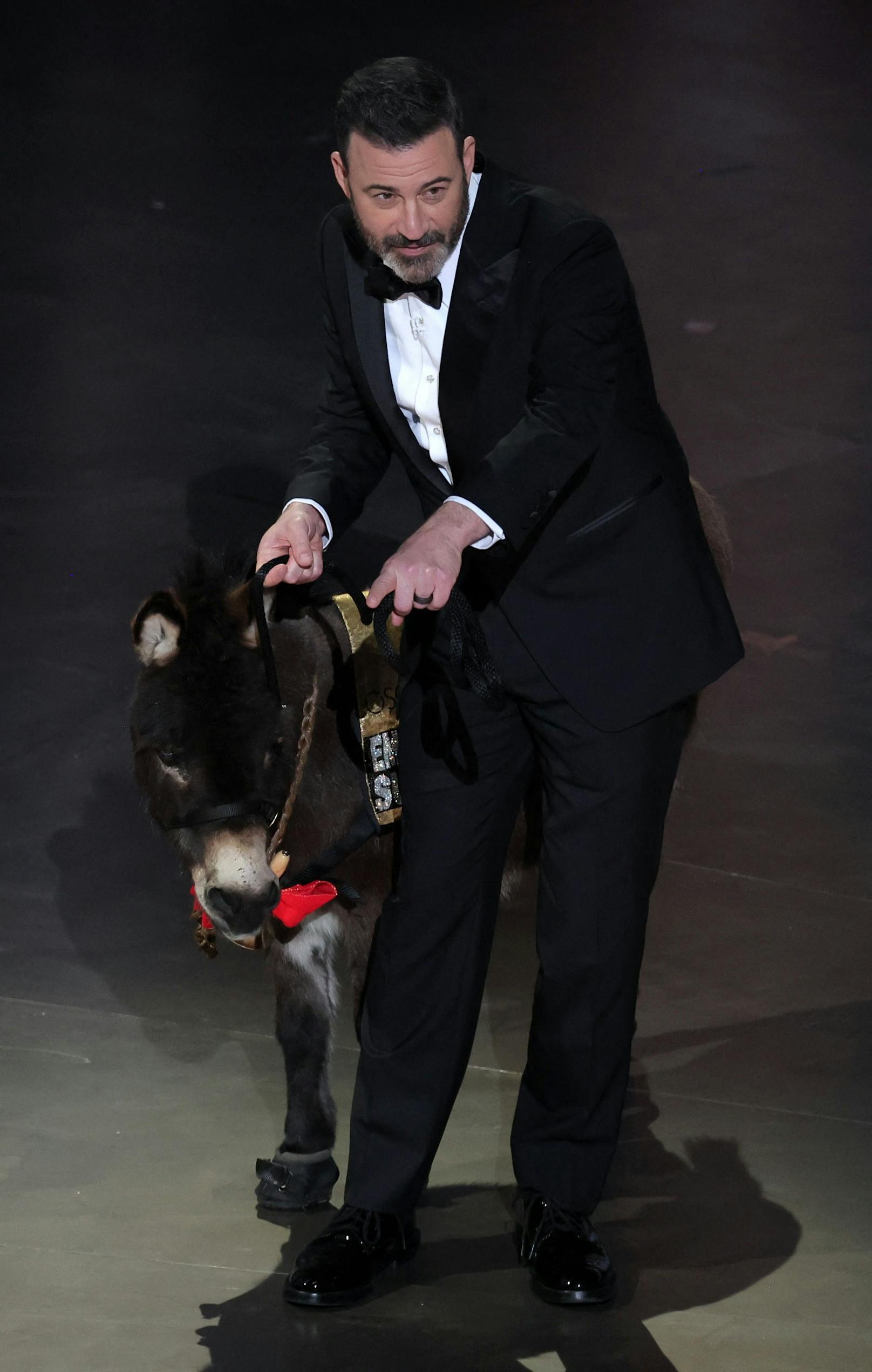 Moderator Jimmy Kimmel teilt sich die Bühne mit dem Esel aus "Banshees of Inisherin".