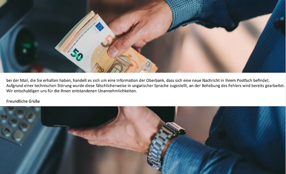 Ungarische Mail von der Oberbank.