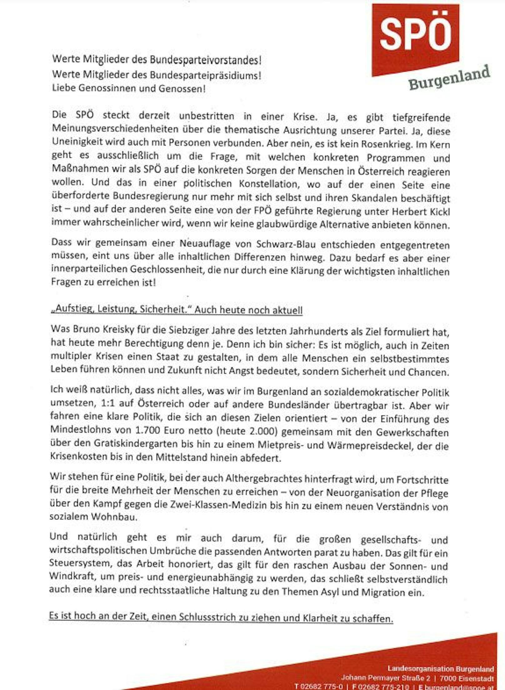 <a data-li-document-ref="100259949" href="https://www.heute.at/s/spoe-knalleffekt-doskozil-tritt-gegen-rendi-wagner-an-100259949">Hans Peter Doskozil</a> (52) tritt gegen Pamela Rendi-Wagner an und will Vorsitzender der SPÖ werden. In einem Brief begründet er seine Entscheidung. <em>"Heute"</em> liegt das Schreiben vor.