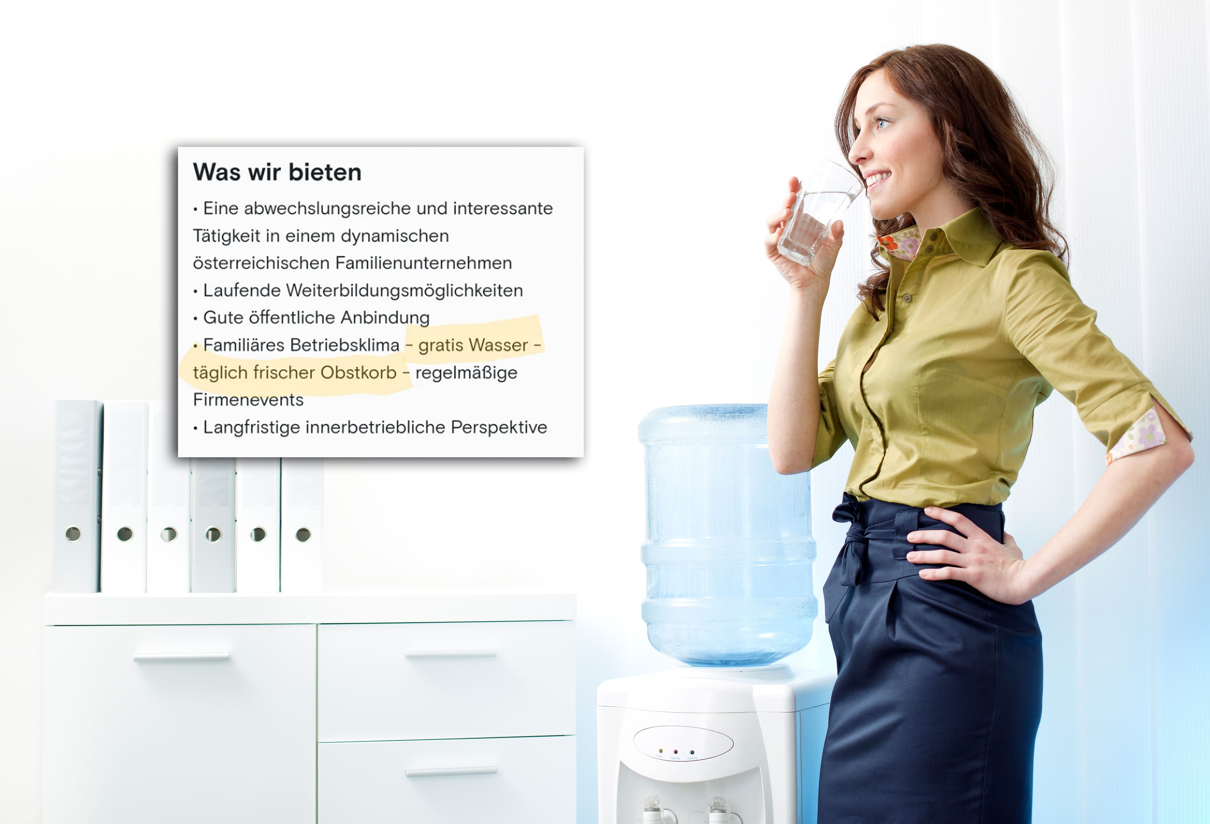 Skurril: Eine Firma sucht Mitarbeiter und bietet ihnen als Benefit Leitungswasser an.