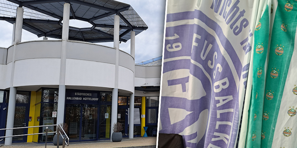 Im Hütteldorfer Bad hängt eine Austria-