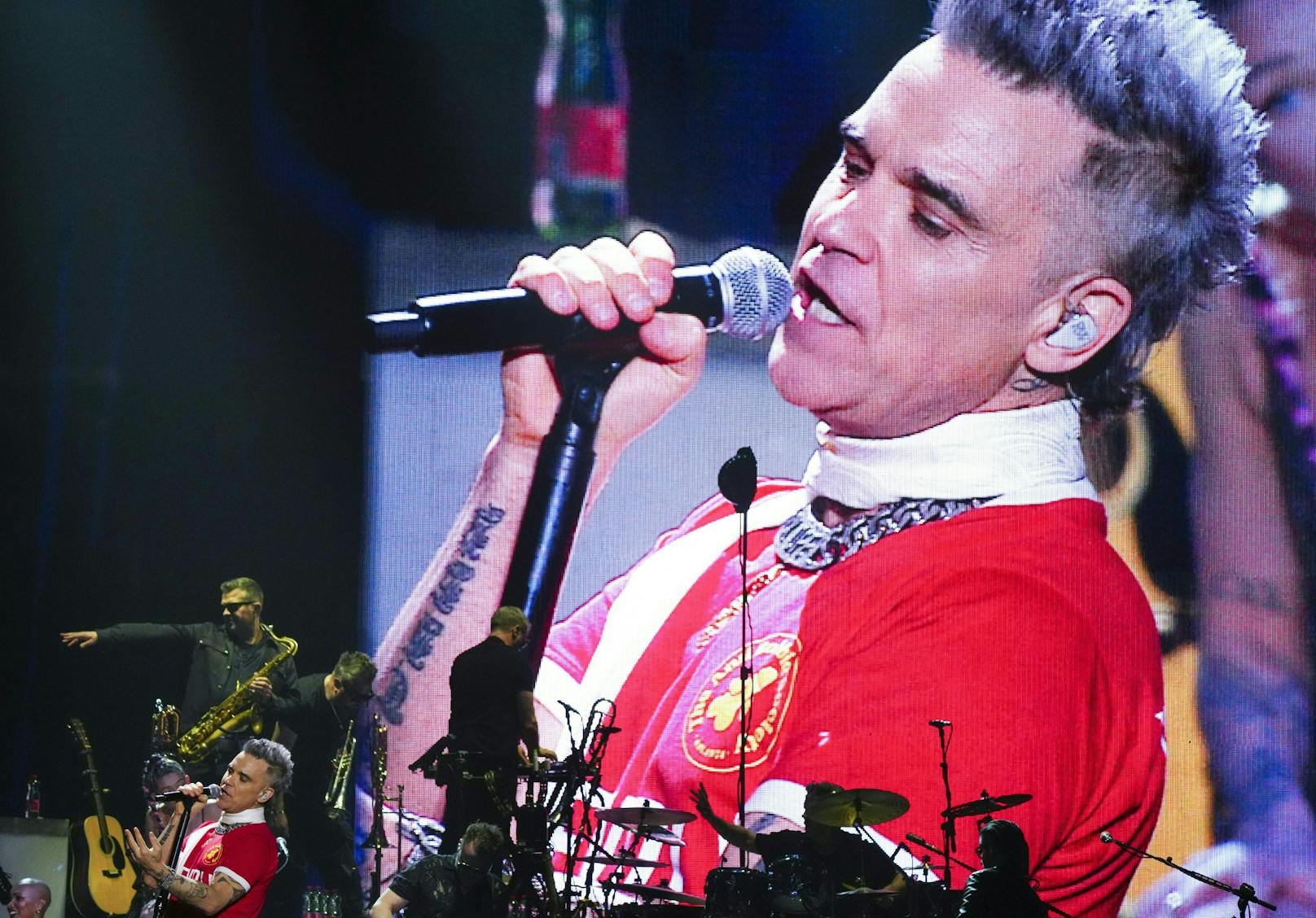 Popstar Robbie Williams in der Wiener Stadthalle.