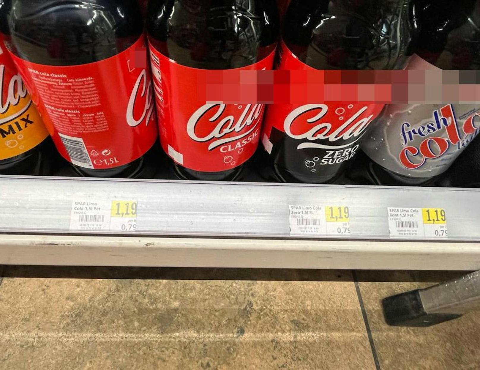 Die Billig-Fresh-Cola stiegen auch um 20 % an: Von 0,99 auf 1,19 Euro