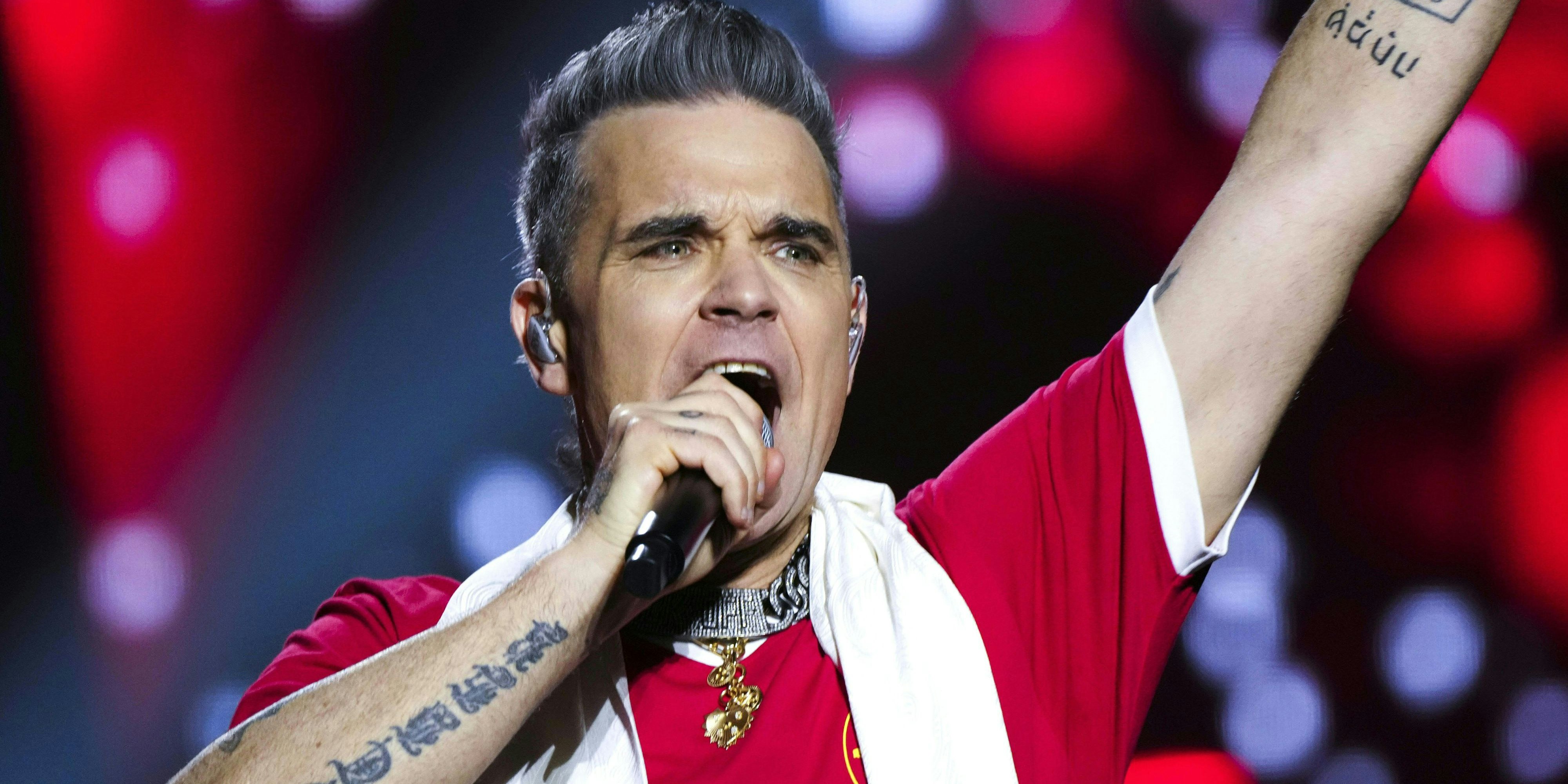 Popstar Robbie Williams in der Wiener Stadthalle.
