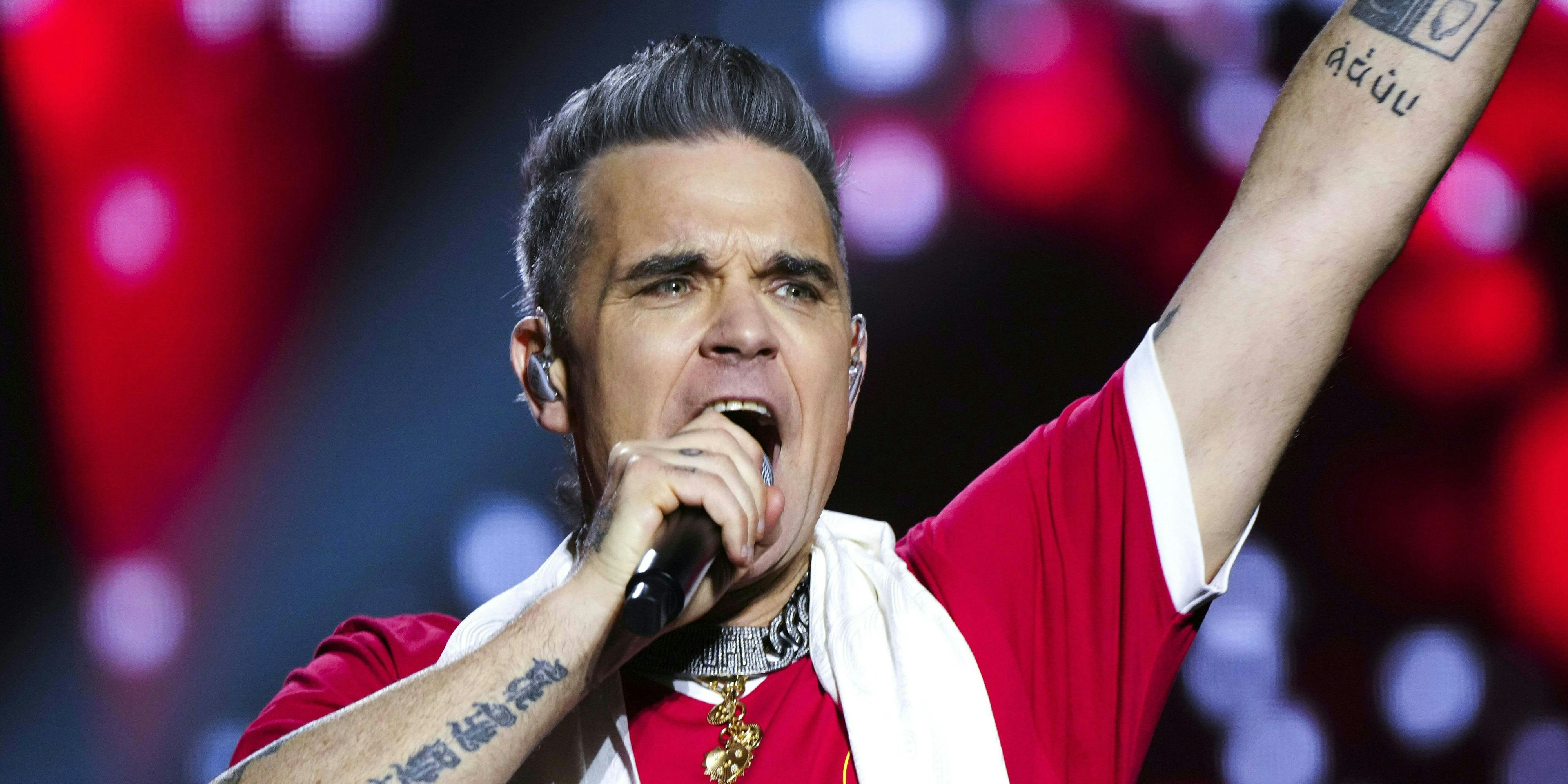 Popstar Robbie Williams in der Wiener Stadthalle.