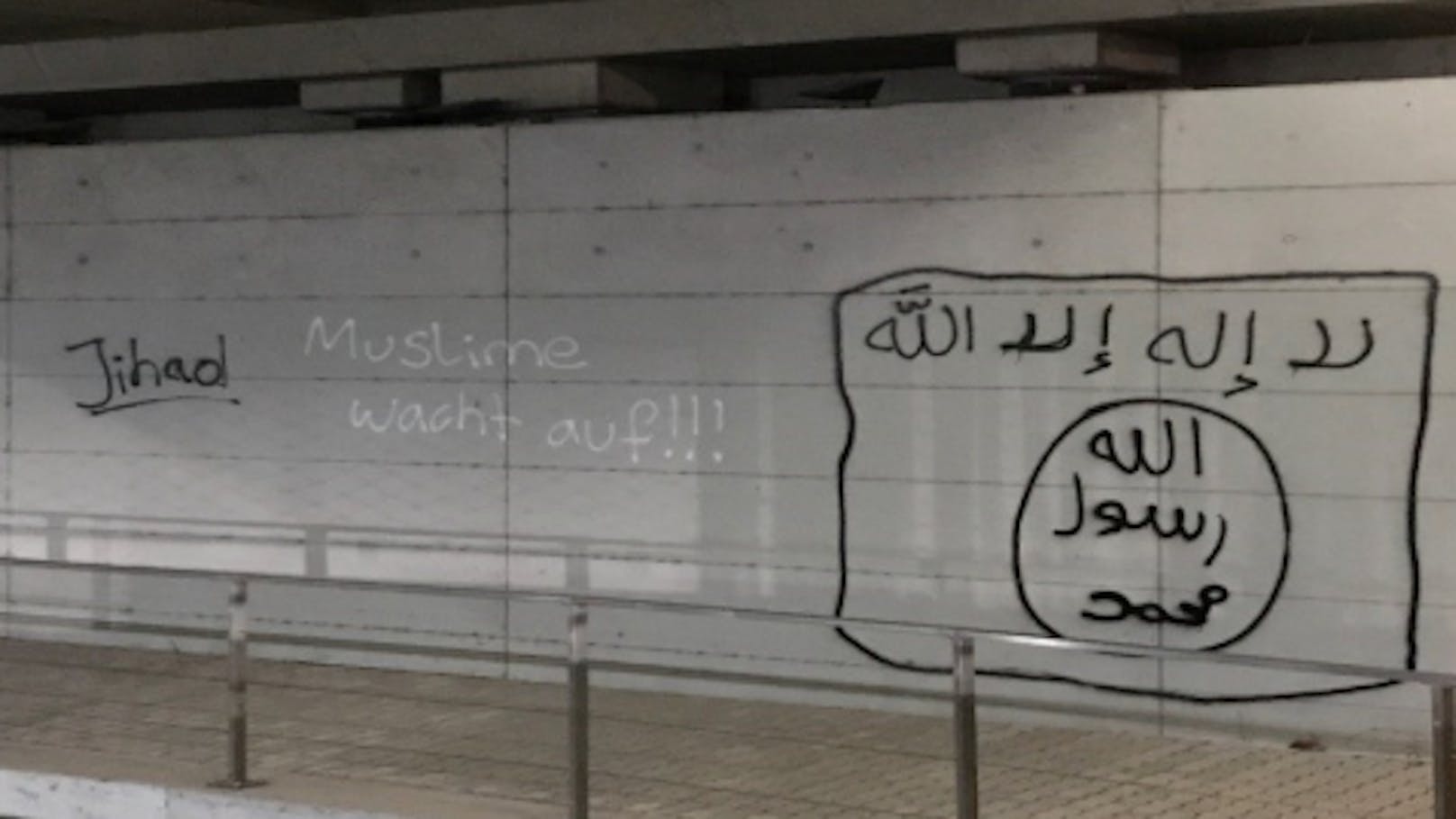 Die aufgesprühten Graffiti sind eindeutig und zweifelsfrei dem IS zuzuordnen.