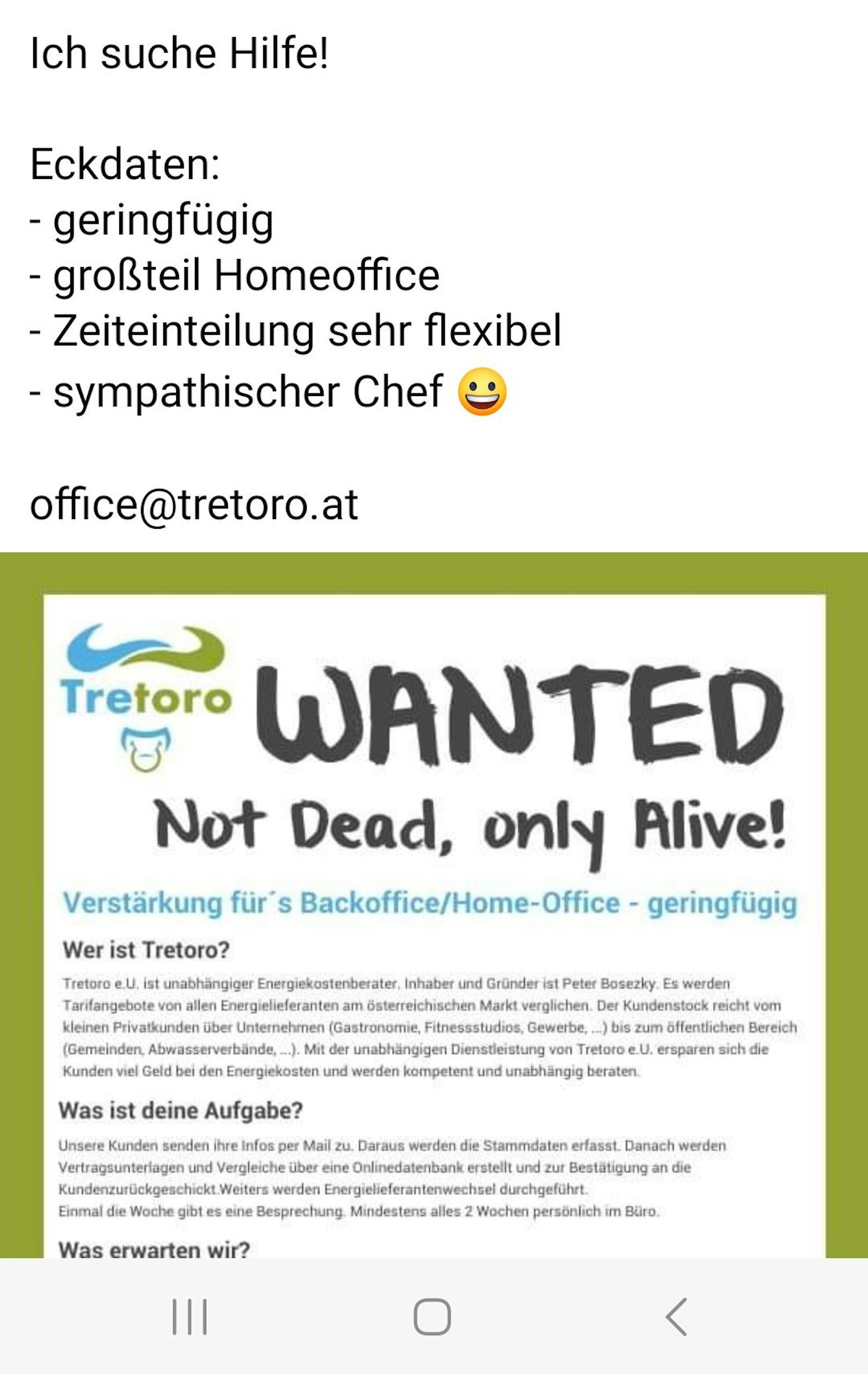 Ein sympathischer Chef sucht Mitarbeiter.