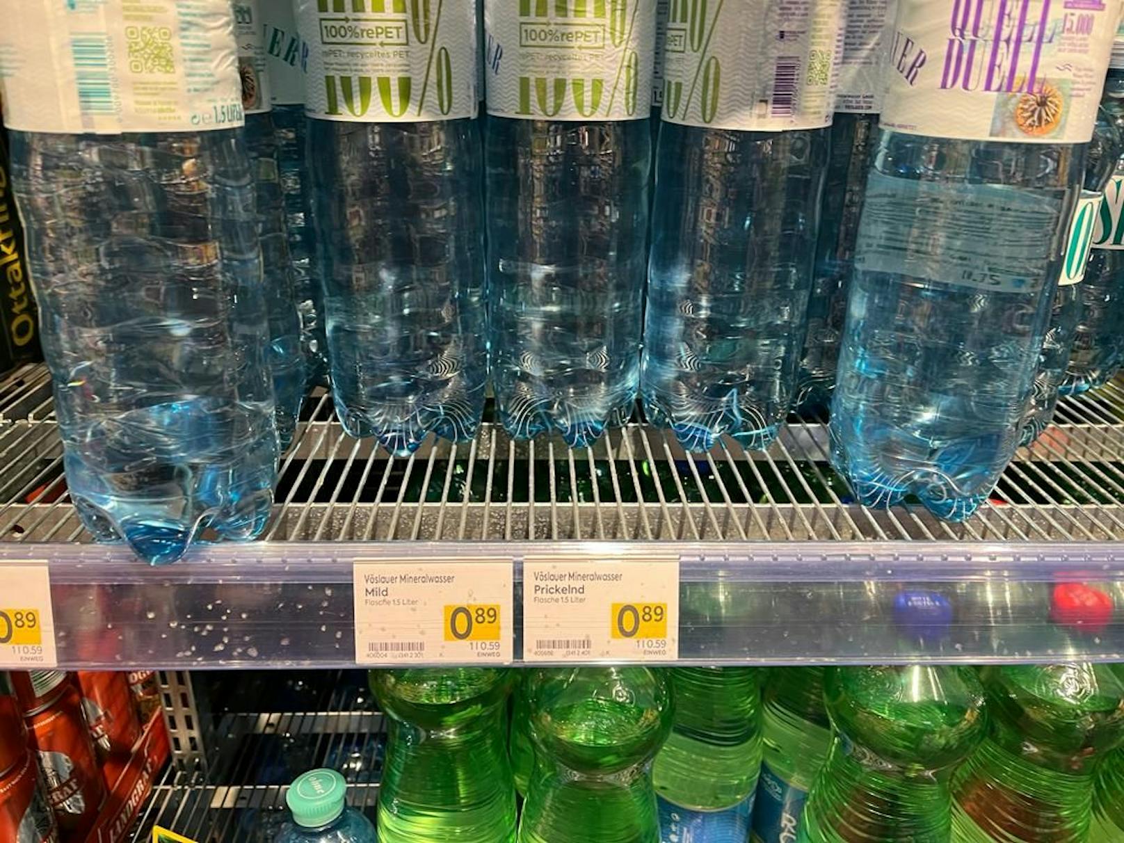 1,5 Liter Marken-Mineralwasser um fast einen Euro.