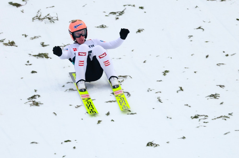Stefan Kraft landet beim Skifliegen in Vikersund bei 246,5 Metern.