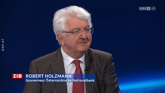 OeNB-Gouverneur Robert Holzmann zu Gast bei Armin Wolf in der ZIB2 am 20. März 2023.