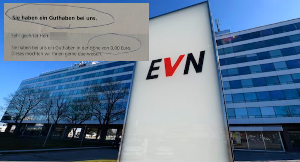 Der Brief an den Kunden mit null Euro Guthaben.