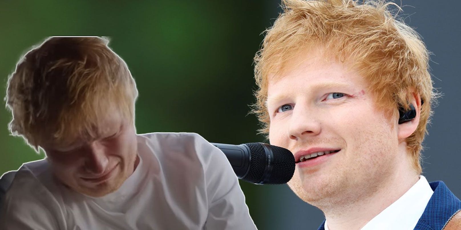 Ed Sheeran weint in seinem Auto.